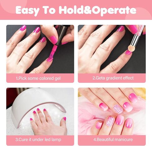 Prasacco 4 Pieces Nail Sponge for Ombre Sponge Nail Brush Gradient Nail Brush Double Head Sponge Nail Art Tool with 16 Pieces Replacement Head Nail Gradient Sponge Pen for Nail Art Manicure DIY in Saudi Arabia