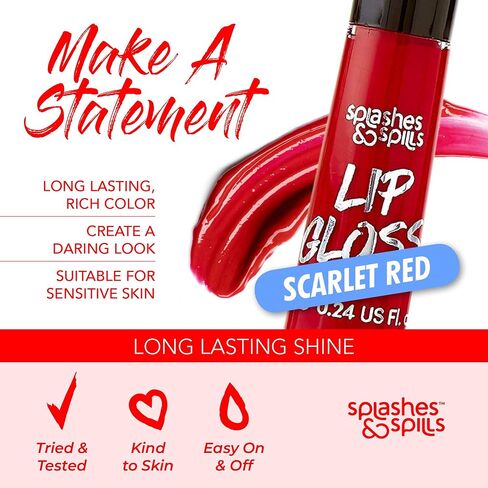 Luxurious Black Lip Gloss - Vibrant Color with Full Coverage and Shiny Finish, Moisturizing Formula Nourishes Lips - 2 Pack - by Splashes & Spills in Kuwait