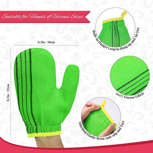 قفازات تقشير كورية 3 قطع من تاتو لتقشير الجسم من كوريا، قفازات تنظيف الوجه الإيطالية ملابس استحمام آسيوي حمام تدليك قفازات للنساء والرجال يغسل الجلد للتنظيف العميق، أحمر، أخضر، أصفر in Kuwait