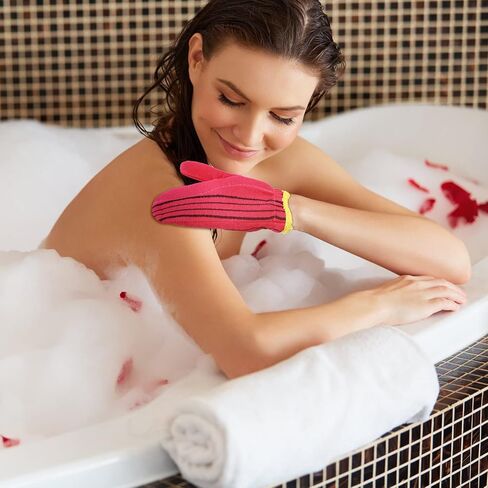 قفازات تقشير كورية 3 قطع من تاتو لتقشير الجسم من كوريا، قفازات تنظيف الوجه الإيطالية ملابس استحمام آسيوي حمام تدليك قفازات للنساء والرجال يغسل الجلد للتنظيف العميق، أحمر، أخضر، أصفر in Kuwait