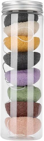 Konjac Sponge Set, 8pcs Color Round Type 100% Konjac Wash Face Flutter Natural Facial Care Body Sponges Gentle Exfoliating, Deep Cleansing, for Sensitive, Oily & Acne Prone Skin in Saudi Arabia