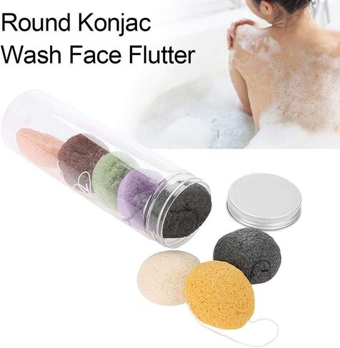 Konjac Sponge Set, 8pcs Color Round Type 100% Konjac Wash Face Flutter Natural Facial Care Body Sponges Gentle Exfoliating, Deep Cleansing, for Sensitive, Oily & Acne Prone Skin in Saudi Arabia