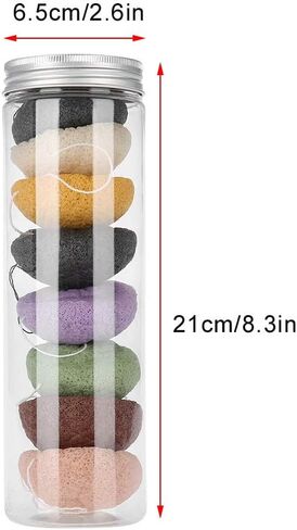 Konjac Sponge Set, 8pcs Color Round Type 100% Konjac Wash Face Flutter Natural Facial Care Body Sponges Gentle Exfoliating, Deep Cleansing, for Sensitive, Oily & Acne Prone Skin in Saudi Arabia