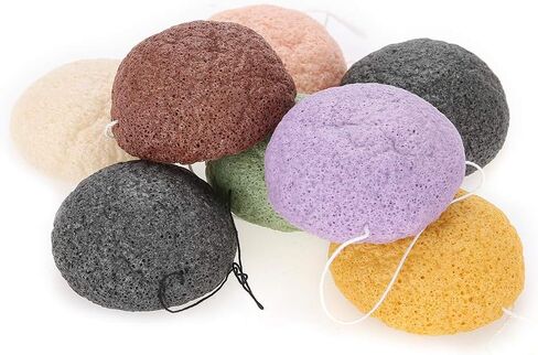 Konjac Sponge Set, 8pcs Color Round Type 100% Konjac Wash Face Flutter Natural Facial Care Body Sponges Gentle Exfoliating, Deep Cleansing, for Sensitive, Oily & Acne Prone Skin in Saudi Arabia