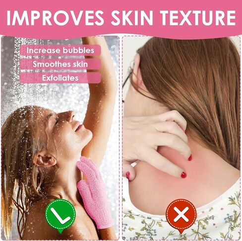 WLLHYF 2 Pcs Exfoliating Shower Gloves, Double Sided Exfoliating Bath Gloves 100% Nylon Deep Clean Body Scrubber Bathing Accessories for Women Men Exfoliation Mitt Beauty Massage Spa in Saudi Arabia