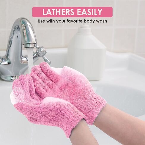 WLLHYF 2 Pcs Exfoliating Shower Gloves, Double Sided Exfoliating Bath Gloves 100% Nylon Deep Clean Body Scrubber Bathing Accessories for Women Men Exfoliation Mitt Beauty Massage Spa in Saudi Arabia