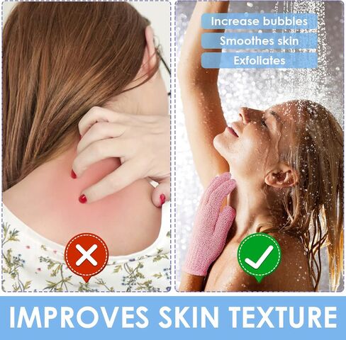 WLLHYF 2 Pcs Exfoliating Shower Gloves, Double Sided Exfoliating Bath Gloves 100% Nylon Deep Clean Body Scrubber Bathing Accessories for Women Men Exfoliation Mitt Beauty Massage Spa in Saudi Arabia