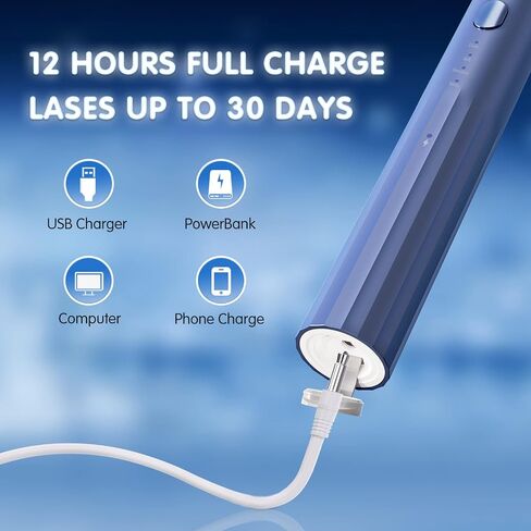SARMOCARE Sonic Electric Toothbrush with 6 Replacement Heads and Premium Travel Case, 4 Modes, Rechargeable Power Toothbrush, Navy Blue M300 in Saudi Arabia
