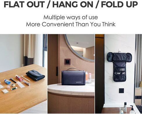 حقيبة أدوات الزينة للرجال من Bee Nesting حقيبة سفر احترافية للنساء مع خطاف تعليق، حقيبة مكياج كبيرة مقاومة للماء للإكسسوارات والشامبو والحلاقة وأدوات الزينة، سعة قابلة للتحويل 1-3 لتر (أسود) in Kuwait