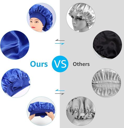 Silk Bonnet for Sleeping, 4 PCS Hair Wrap Sleeping Satin Bonnet For Women- Extra Soft Elastic Band Silk Hair Wrap for Curly Hair& Natural Hair in Kuwait