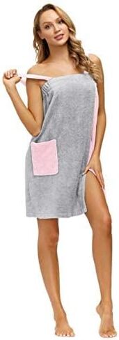 Zexxxy المرأة حمام / دش التفاف منشفة اللباس مع الأشرطة إغلاق قابل للتعديل خفيفة الوزن طول الركبة الجسم يلتف S-XXXL in Kuwait