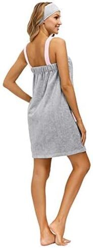 Zexxxy المرأة حمام / دش التفاف منشفة اللباس مع الأشرطة إغلاق قابل للتعديل خفيفة الوزن طول الركبة الجسم يلتف S-XXXL in Kuwait