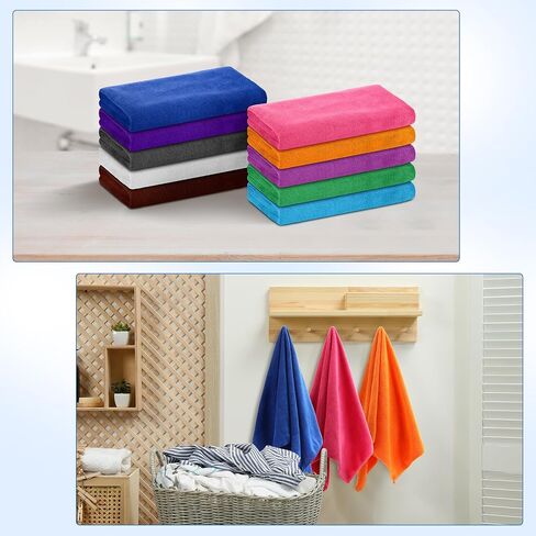 Kinlop 50 Pieces Large Bleach Proof Microfiber Salon Hair Towels Bulk Bleach Resistant Absorbent Hair Drying Stylist Towel for Hand Salon Spa Home Gym Yoga Bath Estheticians, 30 x 14 Inch, 10 Colors in Saudi Arabia