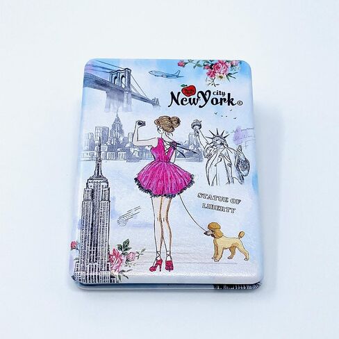 Girls & Women Fashion Elegant New York Souvenir Rectangle Travel Mirror Hand Mirror Cosmetic Makeup Compact Mirror (JMR-270801J) in Kuwait