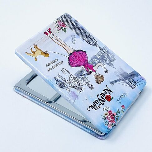 Girls & Women Fashion Elegant New York Souvenir Rectangle Travel Mirror Hand Mirror Cosmetic Makeup Compact Mirror (JMR-270801J) in Kuwait