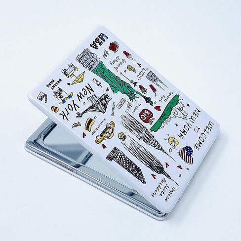 Girls & Women Fashion Elegant New York Souvenir Rectangle Travel Mirror Hand Mirror Cosmetic Makeup Compact Mirror (JMR-270801J) in Kuwait