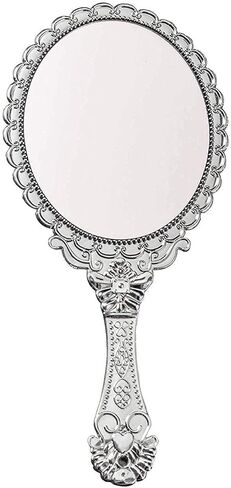 Jiuniu Handheld Mirror with Handle Vintage Compact for Personal Makeup Vanity Hand Held Mirror Tone Victorian Vanity Mirror 9.8x4.5in in Kuwait