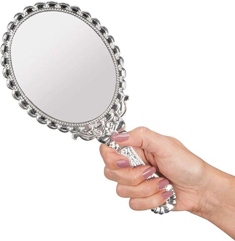 Jiuniu Handheld Mirror with Handle Vintage Compact for Personal Makeup Vanity Hand Held Mirror Tone Victorian Vanity Mirror 9.8x4.5in in Kuwait