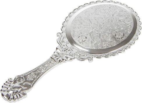 Jiuniu Handheld Mirror with Handle Vintage Compact for Personal Makeup Vanity Hand Held Mirror Tone Victorian Vanity Mirror 9.8x4.5in in Kuwait