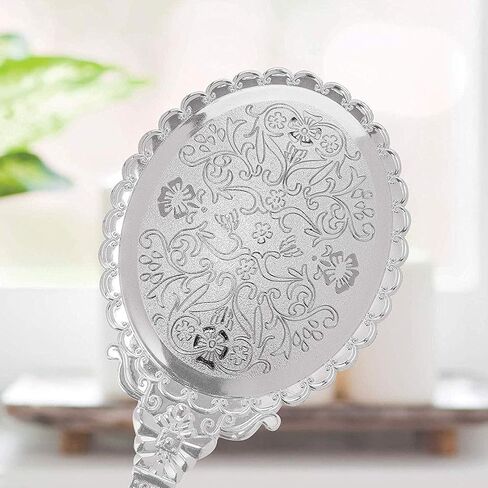 Jiuniu Handheld Mirror with Handle Vintage Compact for Personal Makeup Vanity Hand Held Mirror Tone Victorian Vanity Mirror 9.8x4.5in in Kuwait