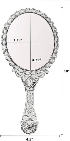 Jiuniu Handheld Mirror with Handle Vintage Compact for Personal Makeup Vanity Hand Held Mirror Tone Victorian Vanity Mirror 9.8x4.5in in Kuwait