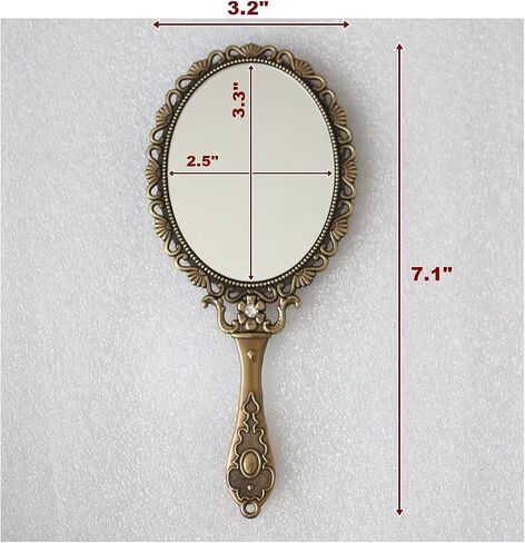 Hand Mirror with Handle Compact Handheld Makeup Mirror Rose Cosmetic Clear Mirror (Matt Silver (Tin)) in Saudi Arabia