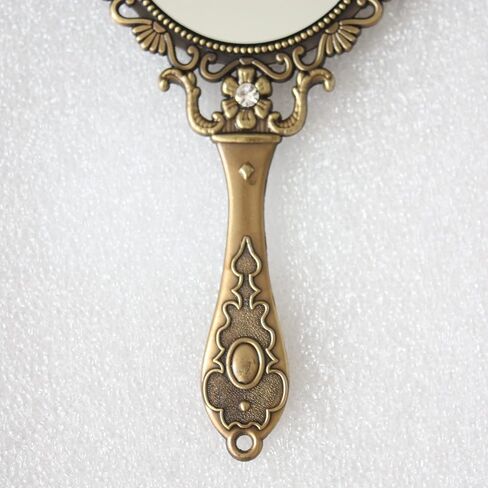 Hand Mirror with Handle Compact Handheld Makeup Mirror Rose Cosmetic Clear Mirror (Matt Silver (Tin)) in Saudi Arabia