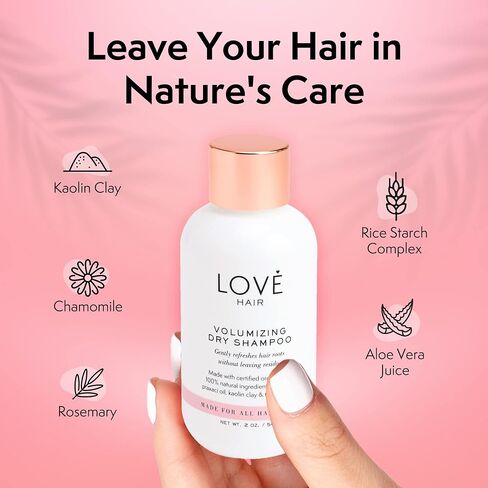 Love Hair - شامبو جاف مكثف، شامبو للشعر الجاف الفاخر، شامبو جاف للشعر المجعد، مستقيم، وجميع أنواع الشعر، طبيعي بالكامل، خالي من الكبريتات، نباتي ولم يتم الإساءة إلى الحيوانات لتصنيعه، 2 أونصة in Saudi Arabia