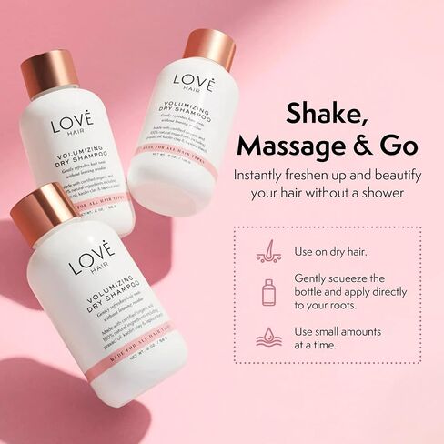 Love Hair - شامبو جاف مكثف، شامبو للشعر الجاف الفاخر، شامبو جاف للشعر المجعد، مستقيم، وجميع أنواع الشعر، طبيعي بالكامل، خالي من الكبريتات، نباتي ولم يتم الإساءة إلى الحيوانات لتصنيعه، 2 أونصة in Saudi Arabia