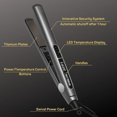 Professional Flat Iron Hair Straightener Plancha De Cabello Professional - Titanium Hair Iron Straightens Frizzy Hair Curls Sleek Salon Hair Styling Tool - Lizze Extreme Slim 1" Pro Straightening Iron in Saudi Arabia