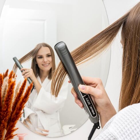 Professional Flat Iron Hair Straightener Plancha De Cabello Professional - Titanium Hair Iron Straightens Frizzy Hair Curls Sleek Salon Hair Styling Tool - Lizze Extreme Slim 1" Pro Straightening Iron in Saudi Arabia