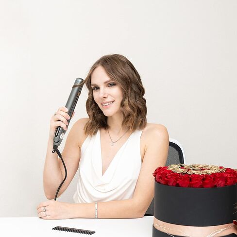 Professional Flat Iron Hair Straightener Plancha De Cabello Professional - Titanium Hair Iron Straightens Frizzy Hair Curls Sleek Salon Hair Styling Tool - Lizze Extreme Slim 1" Pro Straightening Iron in Saudi Arabia