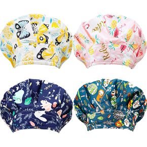 SATINIOR 4 Pieces Adjustable Caps Cotton Bouffant Cap Elastic Bouffant Cap Head Hair Covers with Sweatband for Women Men (Summer Animal Pattern), Multicoloured, Medium in Saudi Arabia