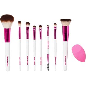 مجموعة فرش مكياج روبي كيسيز بودرة، مزج، ظلال عيون، حواجب، فرشاة تحديد العيون وسبولي، إسفنجة مزج، مجموعة من 9 قطع in Kuwait