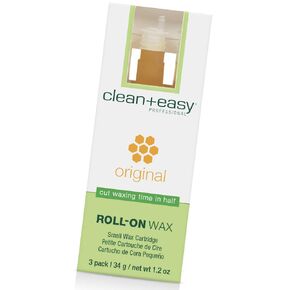 Clean + Easy Large Original Roll On Wax Refill for Wax Cartridge, Hygienic Depilatory Hair Removal Treatment, Removes Fine to Coarse Hairs, Perfect for Delicate Skin - 3 Packs