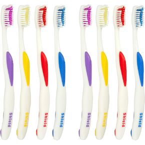 Sensation Expert Toothbrush with Care Cap for Deep Cleaning, Soft Rubber Handle, Medium Bristles, Ideal for Adults, 4 Count (Pack of 1)