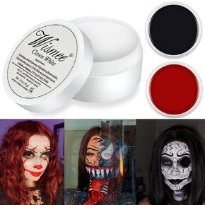 Classic White Face Body Paint Makeup Clown White Lite 1.9Oz Cake Tub, Joker Zombie Vampire Halloween Costume Single Foundation Cream for Special Effects SFX makeup Fancy Dress Up Cosmetics
