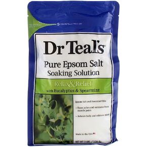 محلول نقع من شركة دكتور تيلز، ملح إبسوم الاسترخاء، نعناع الأوكالبتوس 1.37 لتر (عبوة من 4 قطع) in Kuwait