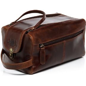 حقيبة أدوات الزينة SID & Vain BRISTOL XL I حقيبة غسيل جلدية فاخرة للرجال والنساء I Travel بين عشية وضحاها حقيبة حلاقة الصالة الرياضية باللون البني in Kuwait