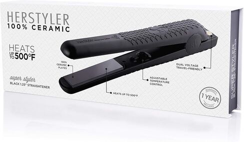 مكواة مسطحة من السيراميك من هيرستيلر سوبر ستايلر أونيكس، مكواة فرد الشعر من السيراميك مع درجة حرارة قابلة للتعديل، مكواة مسطحة مزدوجة الجهد مناسبة للسفر in Kuwait