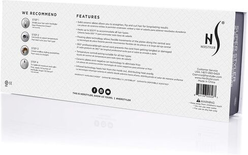 مكواة مسطحة من السيراميك من هيرستيلر سوبر ستايلر أونيكس، مكواة فرد الشعر من السيراميك مع درجة حرارة قابلة للتعديل، مكواة مسطحة مزدوجة الجهد مناسبة للسفر in Kuwait