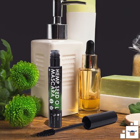 EZGOODZ ماسكارا نباتية سوداء خالية من القسوة ومقاومة للماء بوزن 0.25 أونصة، ماسكارا طبيعية بزيت القنب رموش أطول، ماسكارا سوداء بوزن 0.25 أونصة مع فيتامين E، ماسكارا عيون مضادة للماء نباتية، مكياج خالٍ من القسوة. in Kuwait