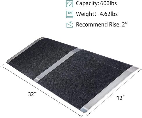 KOLO Threshold Ramps for Doorways, 12" W x 32" L, 600 lbs Capacity,Aluminum Ramps, Lightweight Portable Scooter Ramp, Anti-Slip, for Thresholds Doorways, Sliding Glass Doors, Raised Landings in Kuwait