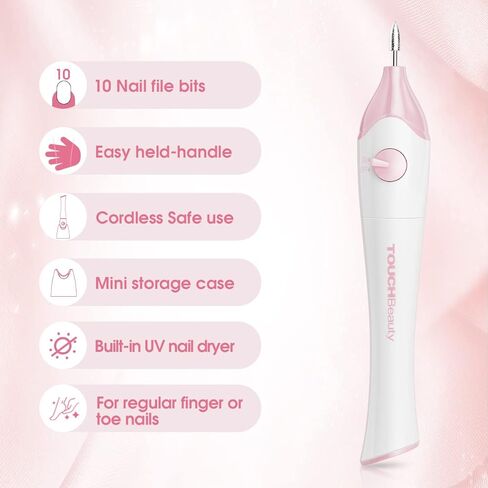 TOUCHBeauty Electric Nail File 5in1 Professional Manicure Pedicure Kit with Stand, Nail Buffer Drill Polisher for Natural Fingernails Toenails 5 Bits Golden TB-1335 in Kuwait