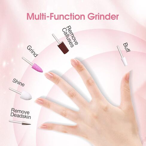 TOUCHBeauty Electric Nail File 5in1 Professional Manicure Pedicure Kit with Stand, Nail Buffer Drill Polisher for Natural Fingernails Toenails 5 Bits Golden TB-1335 in Kuwait