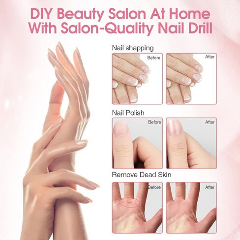 TOUCHBeauty Electric Nail File 5in1 Professional Manicure Pedicure Kit with Stand, Nail Buffer Drill Polisher for Natural Fingernails Toenails 5 Bits Golden TB-1335 in Kuwait