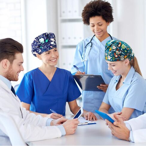 4 قطع من قبعات الساتينيور القابلة للتعديل، قبعة منتفخة من القطن، أغطية رأس مرنة منتفخة مع عصابة رأس للنساء والرجال (نمط حيوانات الصيف)، متعددة الألوان، متوسطة in Saudi Arabia