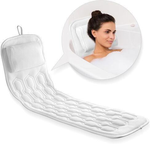 وسادة حمام مريحة للحوض - وسادة حوض استحمام كاملة للجسم بالكامل ووسادة غير منزلقة لحمام الاستحمام مع طبقات شبكية ثلاثية الأبعاد سميكة للغاية تسمح بالتهوية - دعم خلفي رائع للبالغين (48"x 15") in Kuwait