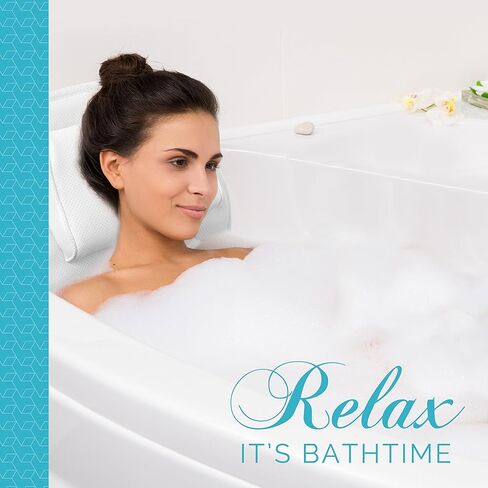 وسادة حمام مريحة للحوض - وسادة حوض استحمام كاملة للجسم بالكامل ووسادة غير منزلقة لحمام الاستحمام مع طبقات شبكية ثلاثية الأبعاد سميكة للغاية تسمح بالتهوية - دعم خلفي رائع للبالغين (48"x 15") in Kuwait