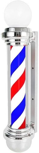 TSVMUO Classic Barber Shop 35 بوصة دوارة LED خطوط ضوء عمود صالون الشعر علامة مفتوحة أحمر أبيض أزرق ضوء دوار للتركيب على الحائط، IP54 مقاوم للماء لتوفير الطاقة in Kuwait